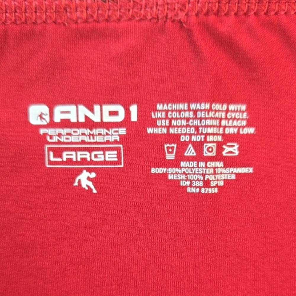 AND1 Red Athletic Boxer Briefs Elastic Waistband - Picture 2 of 5